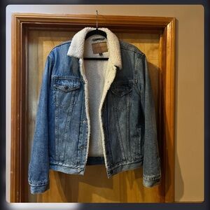 Lucky Brand Blue Denim Jacket with Cream Sherpa Lining